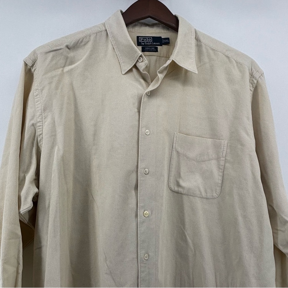 Polo Ralph‎ Lauren Mens Cream MARLOWE Long Sleeve Button Down Shirt Size XXL